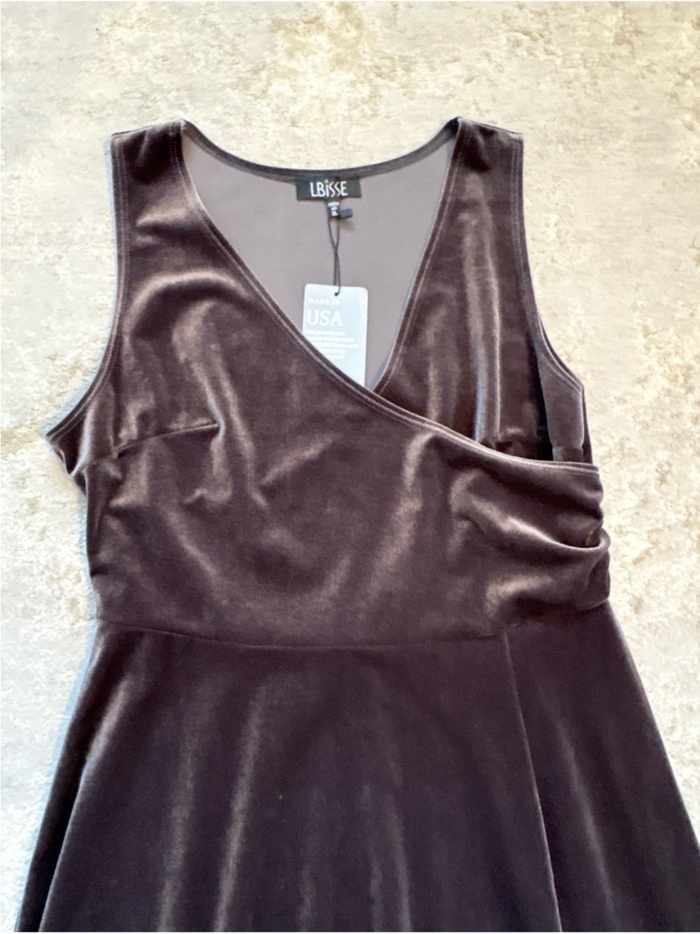 Lbisse Charcoal Grey Velvet Wrap Style Full Length A-line Maxi Dress Size Xlarge - Picture 6 of 12